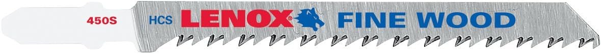 Lenox Tools 20291BC450S T-Shank High Carbon Steel Fine Wood Jig Saw Blade, 4-Inch x 5/16-Inch 10TPI, 25-Pack