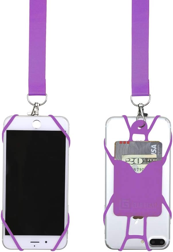 Gear Beast Universal Pocket Web Cell Phone Lanyard Compatible with iPhone, Galaxy & Most Smartphones Includes Web Phone Case Holder, Soft Neck Strap with Breakaway Safety Clasp