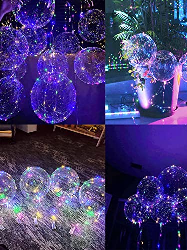 LED Balloons,10 Pack Light Up Balloons 24 Inches Transparent Helium Glow Bobo Bubble Balloons with String Lights for Valentines Day Halloween Christmas Wedding Birthday Party Decoration - Thumbnail 2
