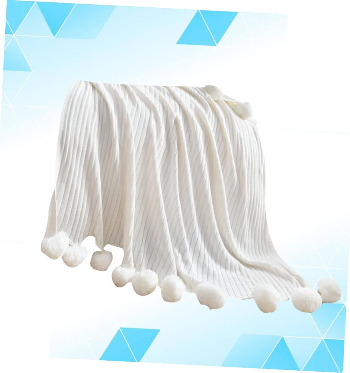 Cabilock Cotton Blanket Hair Ball Design Soft Cozy Knitted Sleeping Blanket Breathable Cotton Bedding for Home Office