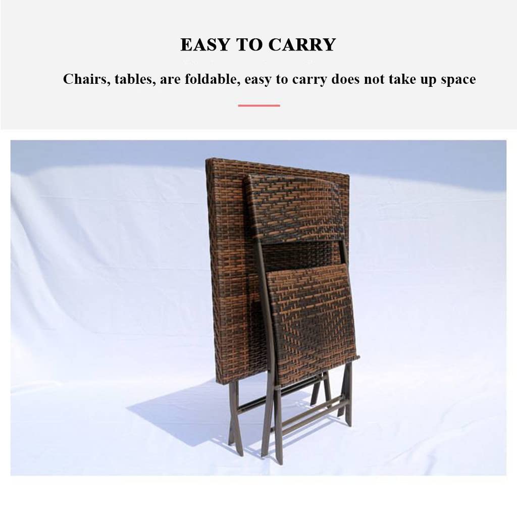Mesa plegable de 5 piezas para comedor de patio de ratán, mesa y silla plegables, juego de mesa de comedor de bistró con tablero cuadrado de plástico y madera, muebles de exterior (color: estilo 1)