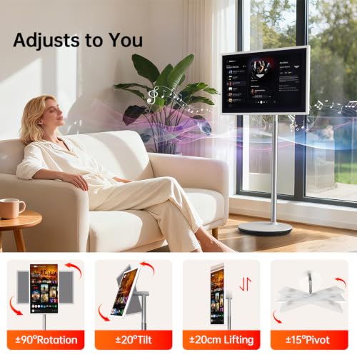 Image of HORION 32 inch Portable Google TV with Wheels, Voice Remote, Mobile Smart TV