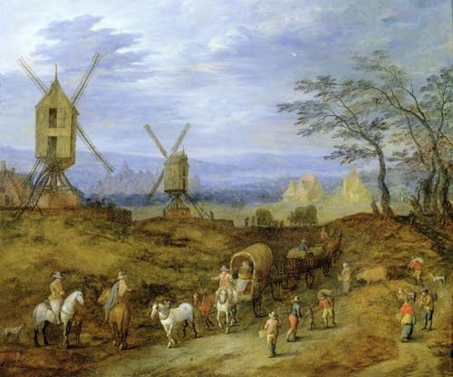 Cuadro pintura al óleo clásicas paisaje con molinos de viento Jan Brueghel el Viejo