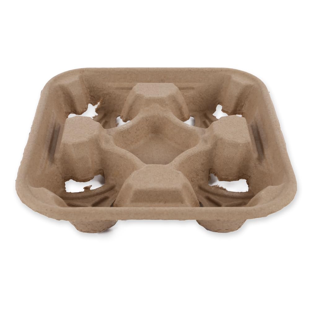 FRANZ MENSCH 300 Stück NATUREStar Becherhalter Quattro | Recyclingpapier, natur, L: 22,5cm, B: 22,5cm, H: 4,5cm, Karton, Becherhalter, Kaffebecherhalte, Getränkehalter