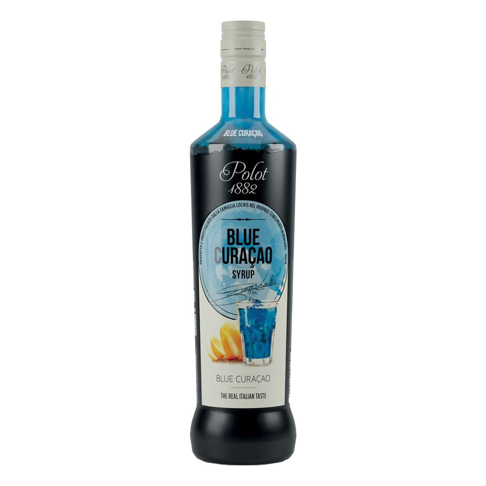 Polot 1882 Blue Curaçao Syrup 70cl – Italian Bar-Grade Non-Alcoholic Syrup, Vibrant Orange-Citrus Flavour & Striking Blue Colour, Gluten-Free, Perfect for Blue Lagoon, Cocktails, Mocktails & Lemonades