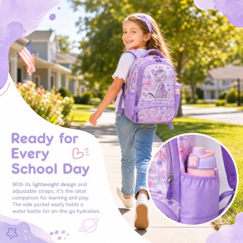 Jumpopack Cat Backpacks for Girl School Backpack for Girls Elementary Girls Backpack with Lunch Box Back to School Bag Bookbag (Sequin Cat — view 2