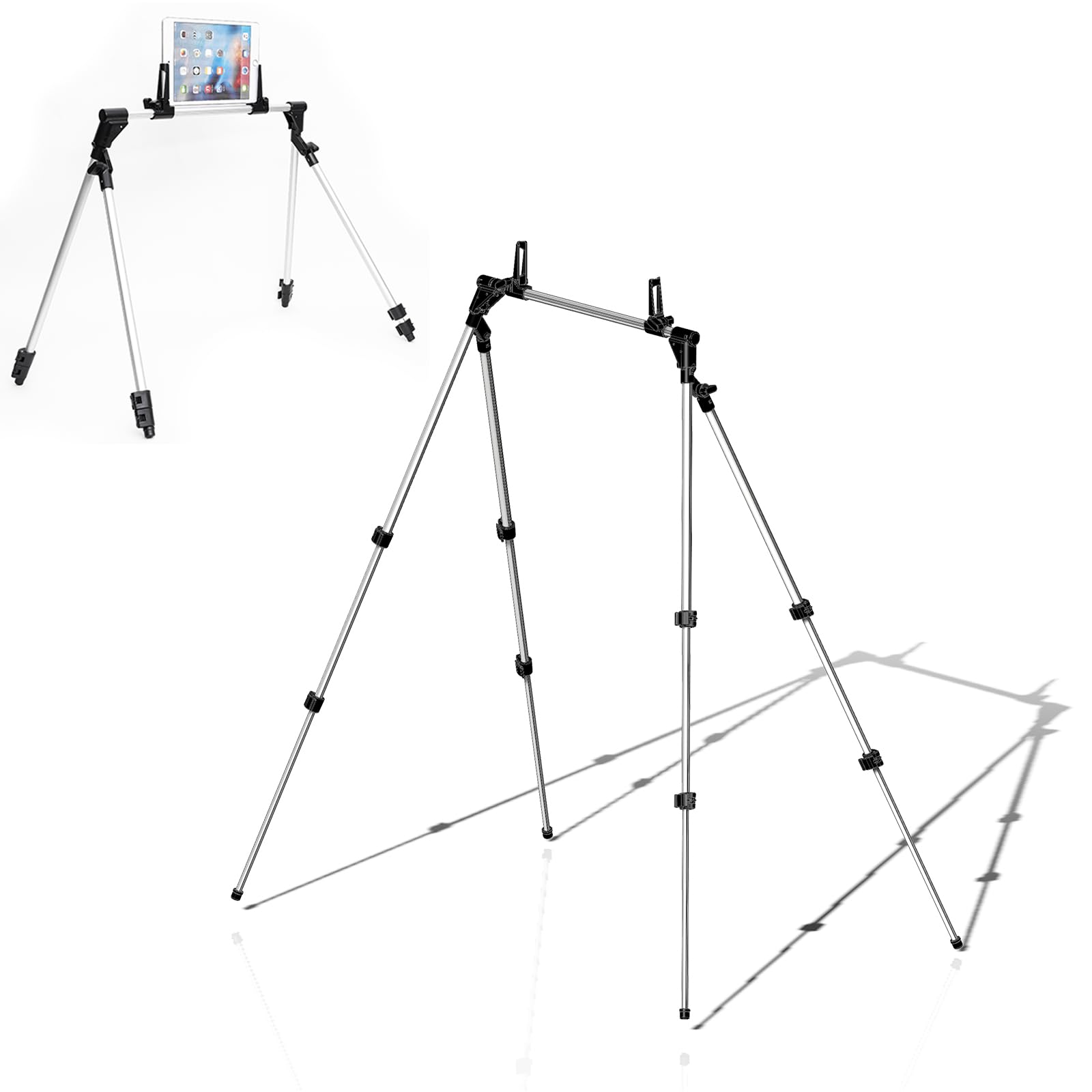 Soporte para tableta para cama, sofá, suelo, playa, portátil, rotación de 360 grados, altura ajustable, 40 cm a 100 cm, soporte plegable para picnics, camping y otras actividades al aire libre
