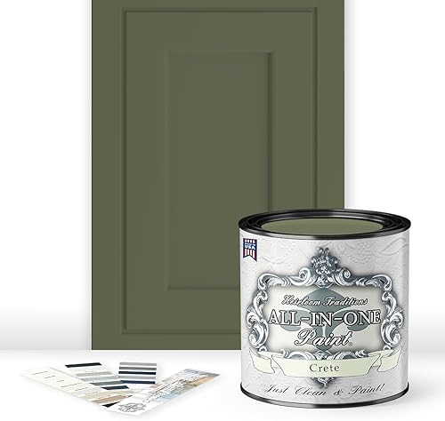 Pintura ALL-IN-ONE, Crete (verde oliva), cuarto de galón de 32 onzas líquidas Pintura duradera para alacenas y muebles Imprimante y capa superior