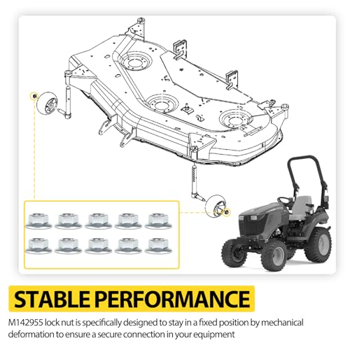 Image of 10mm M142955 Lock Nut Set for 2025R, 2027R, 2032R, 317 320 Skid Steer, 4210, 4310, 4410, CT322 Compact Track Loader, Gator HPX 4X2 Diesel, Gator HPX 4X2 Gas, Gator HPX 4X4 Diesel, 10PCS