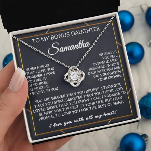 Gift For Bad Ass Step Daughter Necklace, Gifts for Stepdaughter, Alluring Beauty Necklace, Jewelry Card for Her, To My Bonus Daughter From Stepmom Stepdad with Message Card and Box Meaning2