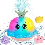 Jiosdo Baby Bath Toys, Octopus Sensory Light Up Bath Toys for Babies, Auto-Sensing Water Spray Sprinkler Toy Bath Lights for Kids, Floating Fountain Shower Toys (Blue)