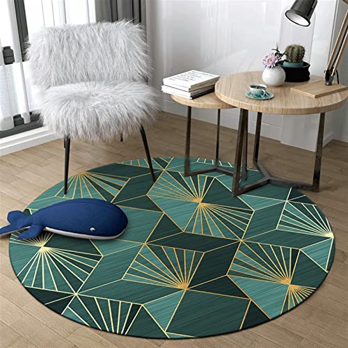 XFSHKJS Alfombra Redonda de área, Pila Corta Alfombra Grande Moderna para la Sala de Estar de la Cocina del Dormitorio del Pasillo, Verde (Size : Diámetro 100cm) Cover