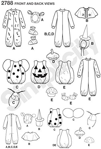 Simplicity 2788Toddler Costumes, Paper, White, A (1/2,1,2,3,4)