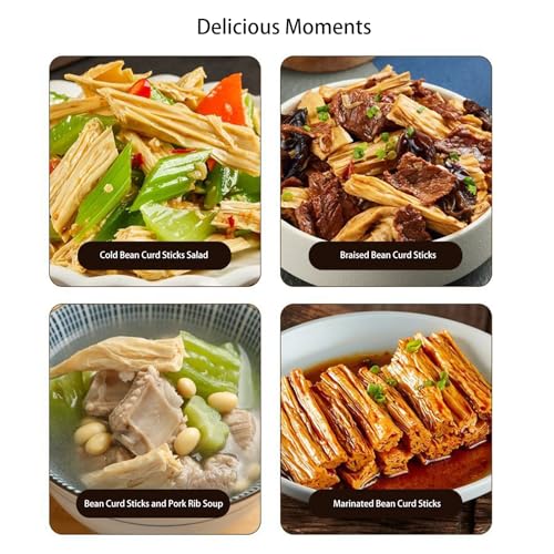 Dried Bean Curd Sticks,Extra Thick Yuba Tofu Rolls,Made from Pure Soybeans,No Additives or Preservatives,Perfect for Vegan Recipes and Healthy Soups - 1lb(2 bags) - Thumbnail 4