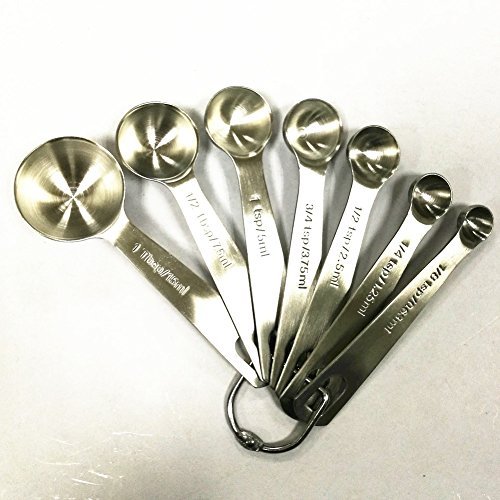 Measuring Spoons, Stainless Steel Measuring Spoons Set of 7 for Measuring Dry and Liquid Ingredients with Measuring Leveler, Stainless Steel Measure Spoons for baking and cooking