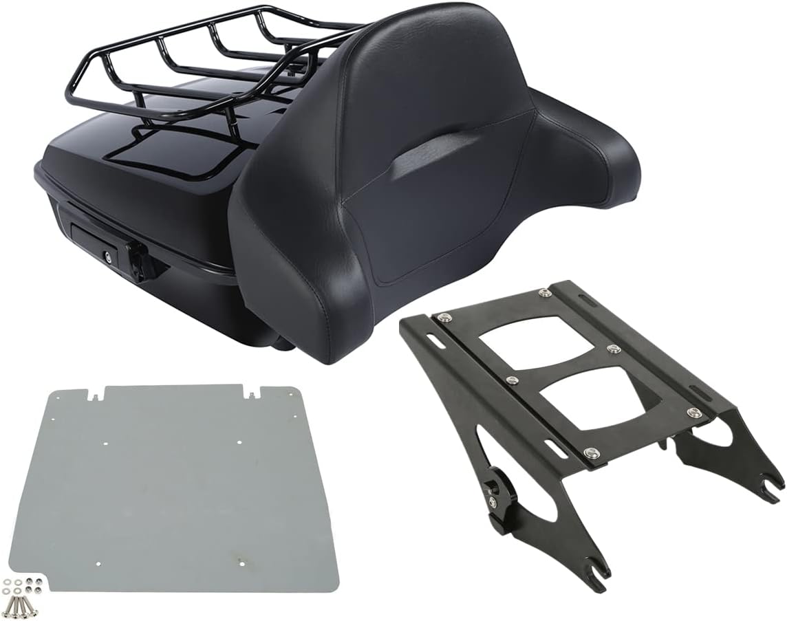 Chopped Trunk Luggage Rack W/Wrap Around Backrest Two Up Mounting Rack for Harley Touring Road King Street Glide 2014-2025