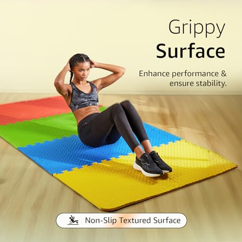 Image of Amazon Basics Interlocking Puzzle Exercise Mat | EVA Foam |Suitable for Floor Protection