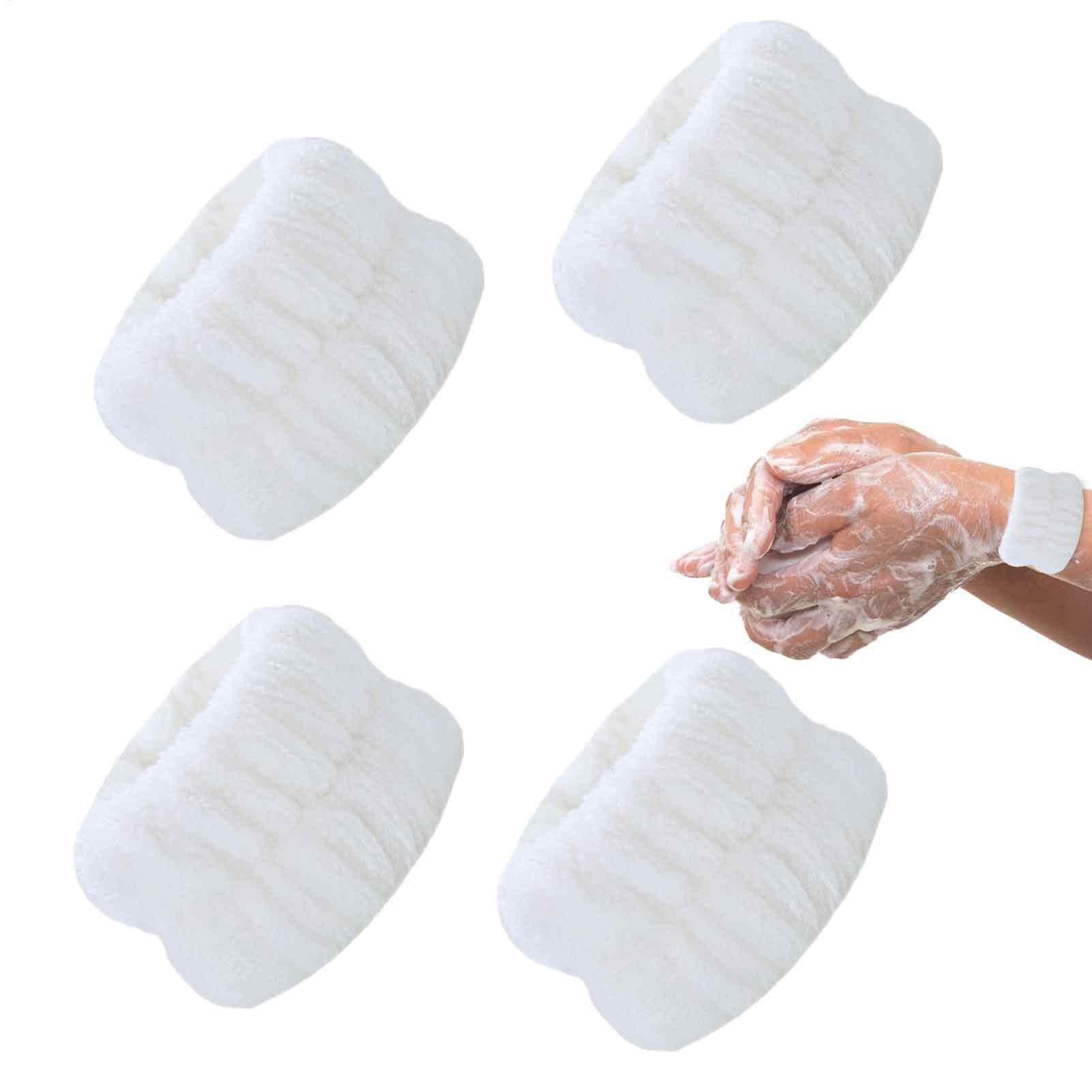 Muñequeras faciales - 4 Piezas de Diademas faciales absorbentes, muñequeras de Limpieza de Microfibra | Gomas para muñecas para prevenir derrames de líquidos