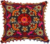 Tamaño: 16 "x 16" pulgadas Funda de cojín Suzani / Tenga en cuenta que su inserto o relleno no están incluidos.