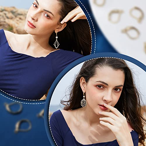 Beebeecraft 50Pcs/Box Leverback Earring Findings 24K Gold Plated Stainless Steel French Earring Hooks 15.5x10x1.5mm Dangle Ear Wire Findings for Jewelry Making - Thumbnail 6