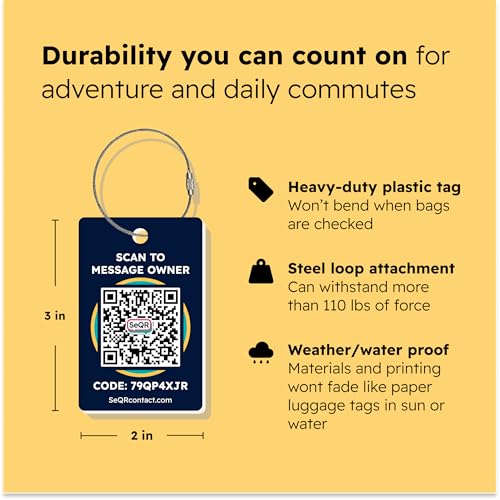 Smart Luggage Tags | Privacy QR Code Luggage Tag Keeps Personal info Private | Customizable Travel Suitcase Tags for Women Men | Use with GPS Bag Locator Tracking Tags, Air Tag for Android or iOS3