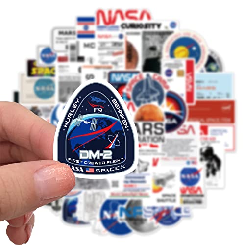 50 Pieces NASA Space Stickers for Kids, Cool Astronaut Waterproof Vinyl Decal for Kids Teens Boy Adult Laptop Skateboard Water Bottle Phone Case