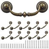 Waziaqoc 6PCS Antique Drop Bail Pulls, 6.3" Hole Center Shabby Chic Drawer Pulls Vintage Bronze Cabi