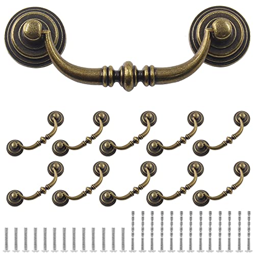 Waziaqoc 6Pcs Antique Drop Bail Pulls, 6.3" Hole Center Shabby Chic Drawer Pulls Vintage Bronze Cabinet Pull Handles For Dresser Cupboard Wardrobe Kitchen Door #TOP25