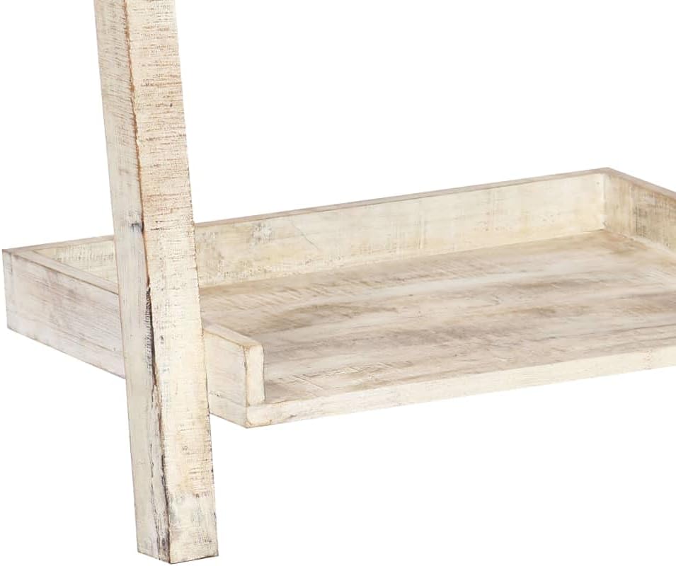 Shelving-Ladder Shelf White 75x37x205 cm Solid Mango Wood-Furniture