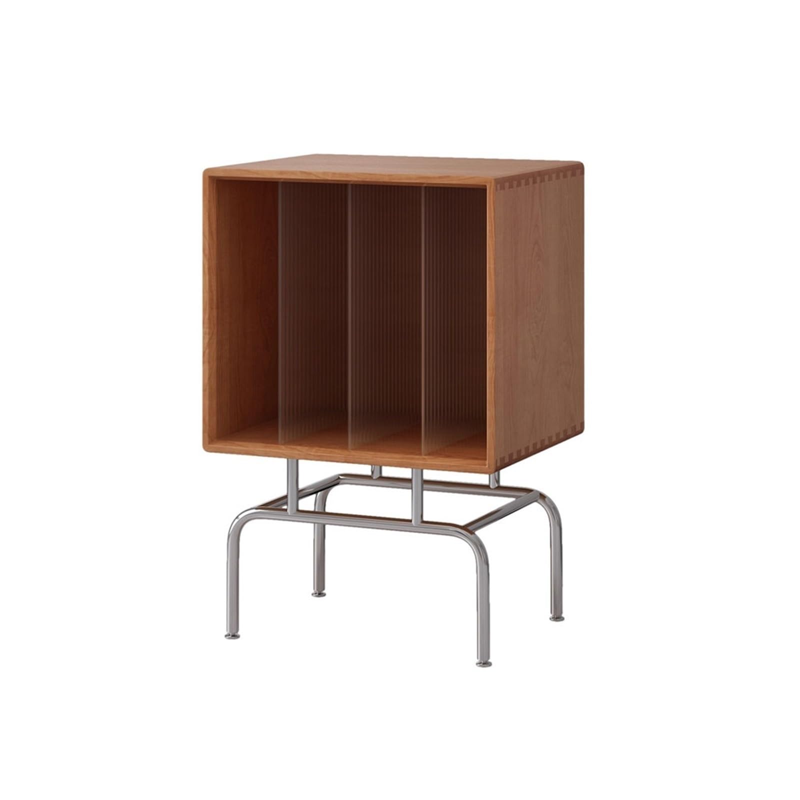 Huangj-0527 CD storage Retro Vinyl Record Cabinet Wooden CD Storage Shelf with Stainless Steel Feet Record