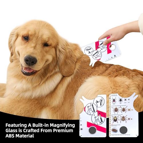 CWPFVQA 2 Stück Zeckenkarten, 1 Stück Kunststoffpinzette, Insektenfangkarte Mit Integrierter Lupe, Zeckenkarte Mit Skala, Zeckenfangset