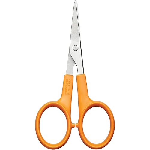 Fiskars Embroidery Scissors, Length: 10 cm, For Right- and Left-handed Users, Stainless Steel Blade/Plastic Handles, Orange, Classic, 1005143