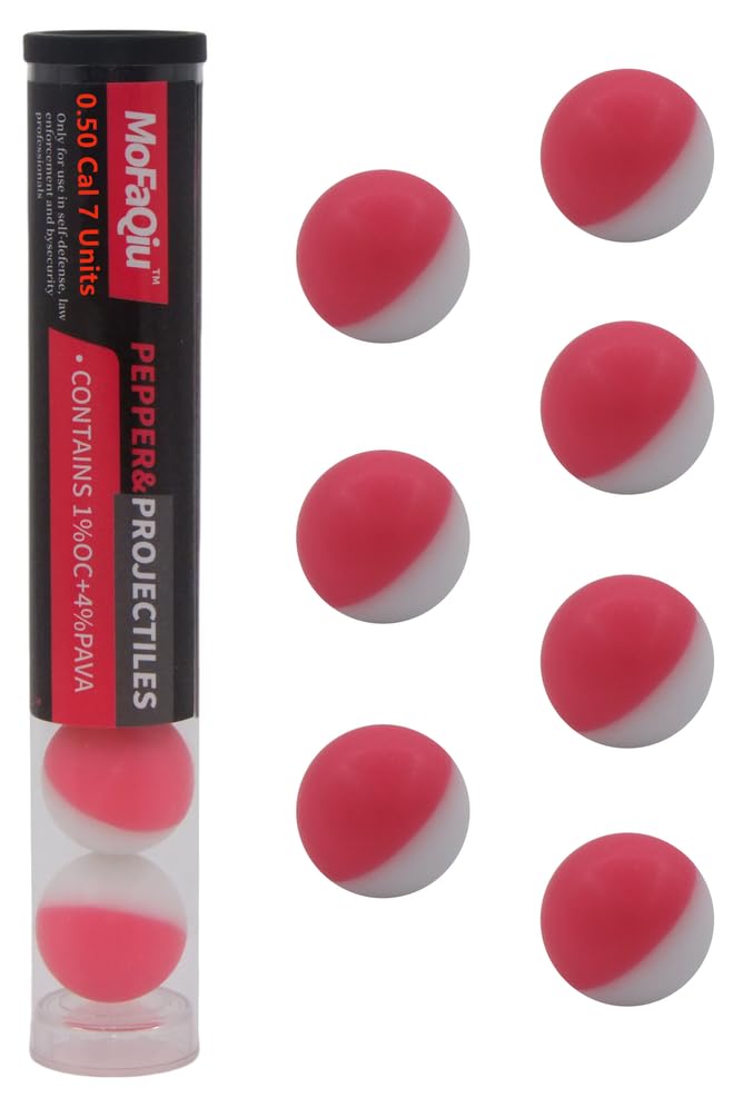50 Cal Pepper Projectiles (1% OC+4% PAVA) Ultrafine Powder Blend Pepper Ball - Laser weldingwithout Leakage It is Safer,Compatible with All .50 Cal Pepper Ball launchers (7 Count Pepper Ball)