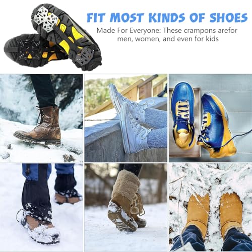 Image of GUSTAVE 1 Pair Ice Cleats for Shoes 24 Manganese Steel Spikes Design Ultra Strong Traction Anti-skid Ice Cleats Adjustable Ice Cleats for Men Women Outdoor Ice Cleats for Walking, Trekking, Hiking, M