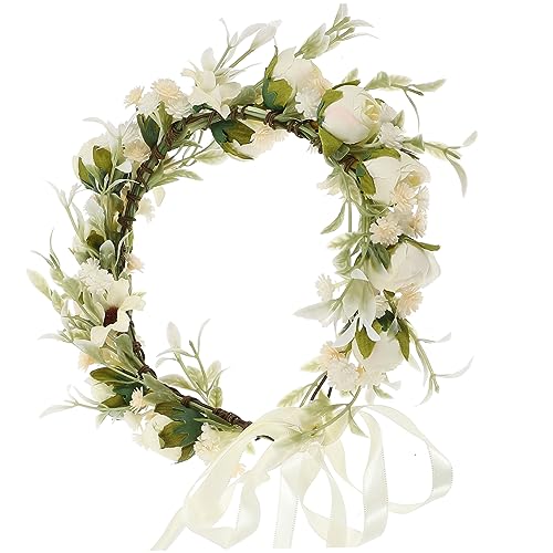 Beavorty Corona di Fiori per Capelli Copricapo di Fiori Decorativo Corona Floreale Flessibile per Matrimoni e Feste