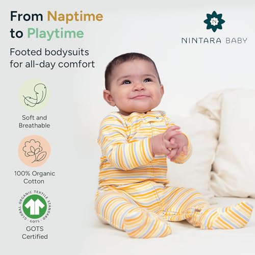 Image of NINTARABABY Zip-Up Footed Bodysuit - 100% Organic Cotton Sleeper