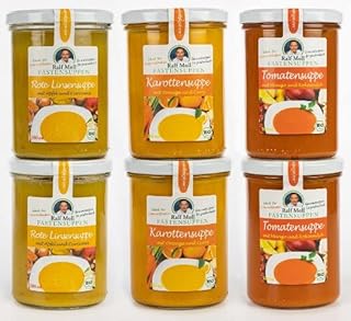 Intervallfasten mit Suppen von Ralf Moll® Fastensuppen | 6x 380ml Bio-Suppen im Glas | Ideal für Fastenkur Souping | mit Rote-Linse, Tomate, Karotte