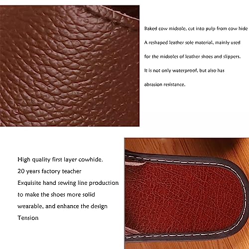 Summer Leather Slippers For Men Indoor Outdoor，Open Toes Indoor Slippers Leather Flat Slide Sandals Casual House Shoes Bedroom Slippers Office Slippers Gift For Womens ( Color : Black , Size : 41/42 E3