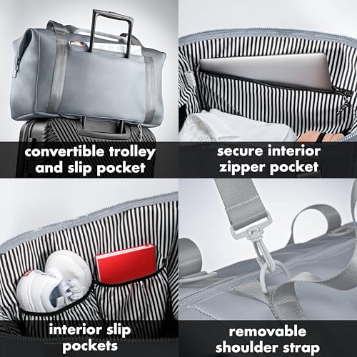 Fit & Fresh Premium Neoprene Weekender Bag, Travel Bag with Trolley Sleeve, Large Overnight Bag, Carry on Bag, Duffel Bags, Grey by Fit & Fresh - Image 4