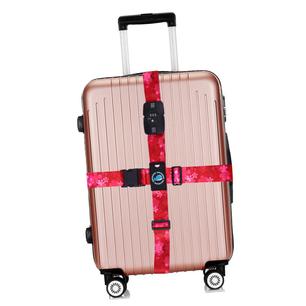 Reisegepäckgurt mit Schloss, Polyester Kreuzgurt für Koffer | Verstellbare Schnalle, Sichere Verschlussfunktion, für Reisegepäck, Romantischer Stil, Leicht zu Nutzen