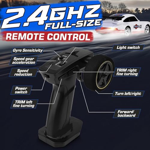 Image of Bestie toys Mini RC Drift Car with Gyro, 1 /43 Scale Remote Control Car High Speed Racing Micro Small with Full Proportional RTR 2.4GHz Remote 2 Tire Sets 8 Cones (Porshe 911 White)