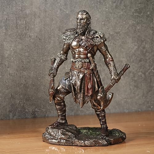 Estatua de Guerrero Vikingo con Hachas Gemelas de Resina miniatura 2
