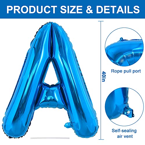 Toniful 40 Inch Large Blue Letter A Balloons Giant Alphabet Letter Balloons,Foil Mylar Big Balloons For Birthday Party Anniversary Supplies Decorations #TOP1