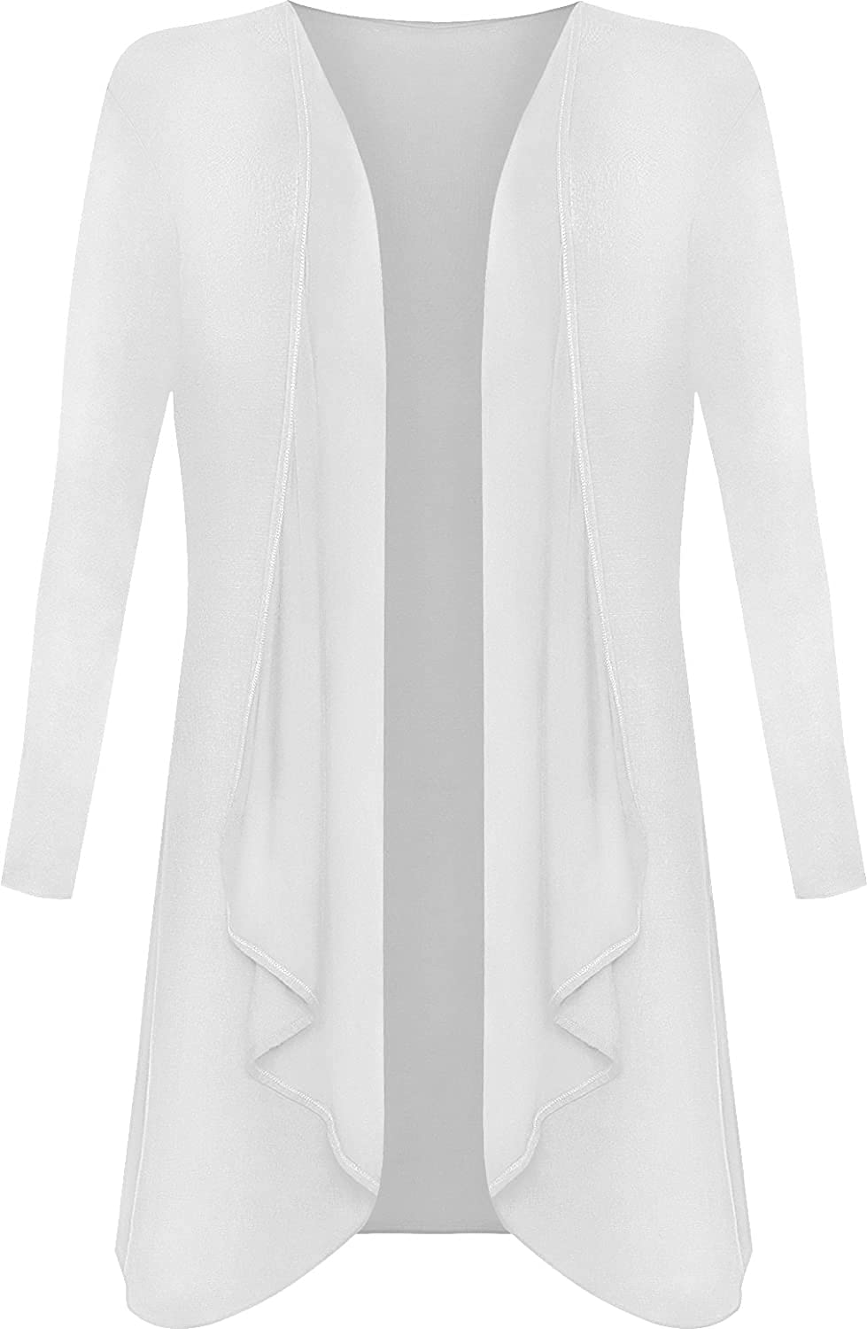 Wearall Women's White Plus Size Long Sleeve Plain Cardigan Open Waterfall Top 24/26