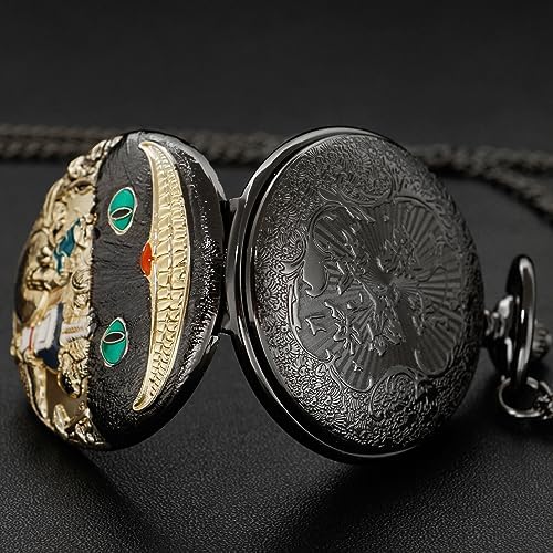 Tiong Alice in Wonderland Pocket Watch Alice Dial Roman Numerals Quartz Pocket Watches with Chain Christmas Birthday Gifts