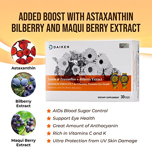 Daiken Bundle Of Multivitamin Complex Daily Nutrition Support Supplement With Floraglo Lutein Softgels W/Zeaxanthin, Omega-3, Marigold Flower Extract & Maqui Berry Oil, Eye Supplement For Men & Women #TOP5