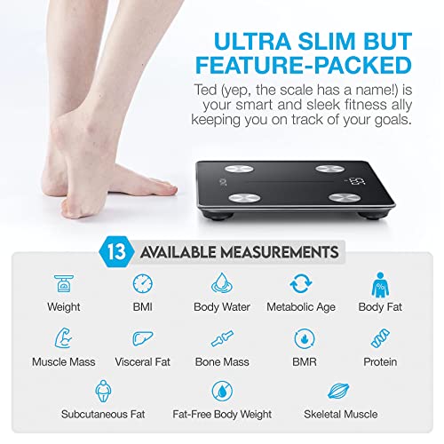 Vont Smart Scale, Wireless Body Fat Scale, Weight Scale, Bmi Digital Bathroom Scale, Precise Bluetooth Scale For Weight Loss & Body Weight, 13 Measurements, Lcd Backlight Display, 400 Lbs (Black) #TOP1