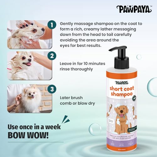 Image of Pawpaya Shampoo Pawpaya Shampoo for Dogs | Gentle Deep Cleansing Formula for Healthy Skin & Soft, Shiny Coat | Suitable for All Dog Breeds & Coat TypesDogs (Short Coat Shampoo)