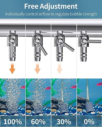 Image of Pawfly Aquarium Air Flow Control Lever Valve 4-Way Fish Tank Air Valve for Air Pump Chromium Copper Manifold Multi-Port Air Flow Splitter for 3 /16 inch ID & 3 /8 inch OD Airline Tubing