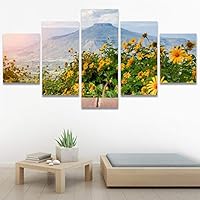 SIGNWIN 5 Panel Canvas Wall Art Modern Art Multicolor Nature Photography Relax/Calm Romantics Waterfall for Home Decorations Ready to Hang - 60